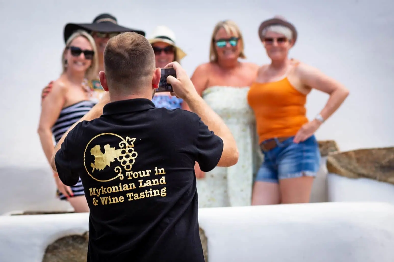 Wine barrels and traditional setting at Tour in Mykonian Land