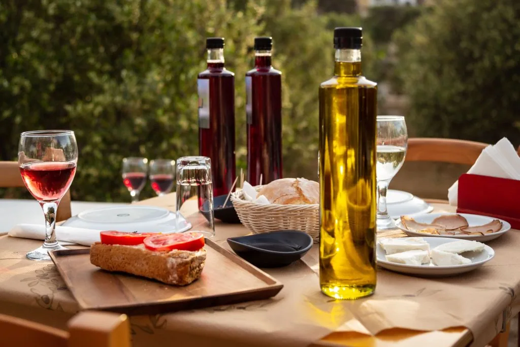 Traditional Mykonian food on the table